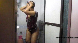 HornyLily taking a hot shower and shaking her big ass