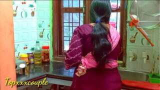 Hot indian milf sex with plumber in kitchen