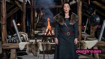 Pale Busty Viking Queen Engaged On Furs By Fire Video